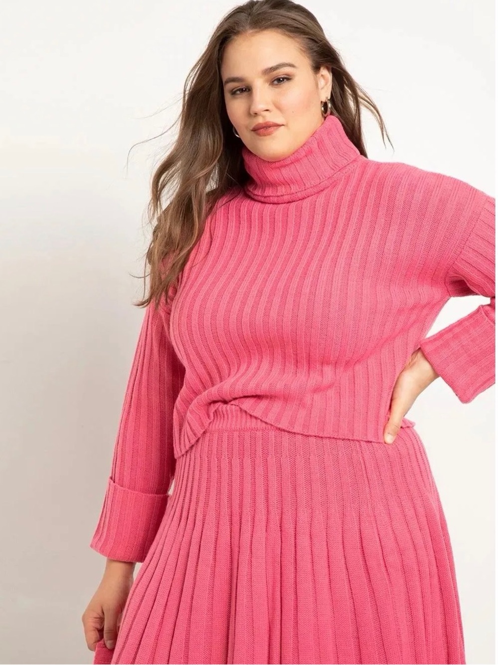 NWT ELOQUII Cropped Turtleneck With Roll Cuff and Matching Skirt